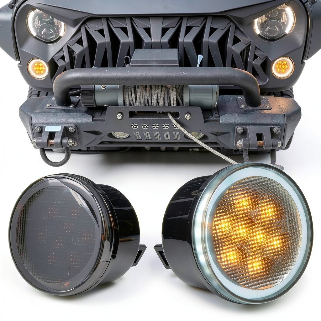 AUXLIGHT Smoked Lens Turn Signal Lights on a Jeep Wrangler JK