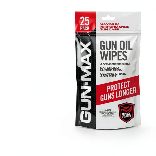 Real Avid Gun-Max Gun Oil Wipes 1oz Black Pre‑Saturated Cleaning Cloth-1