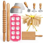 Pasta Making Tools OARSE 10-Piece Kit with Steel Cutters & Drying Rack-0