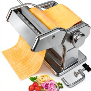 Pasta Maker AceChef 7‑Setting Stainless Steel Roller & Cutter Silver-0