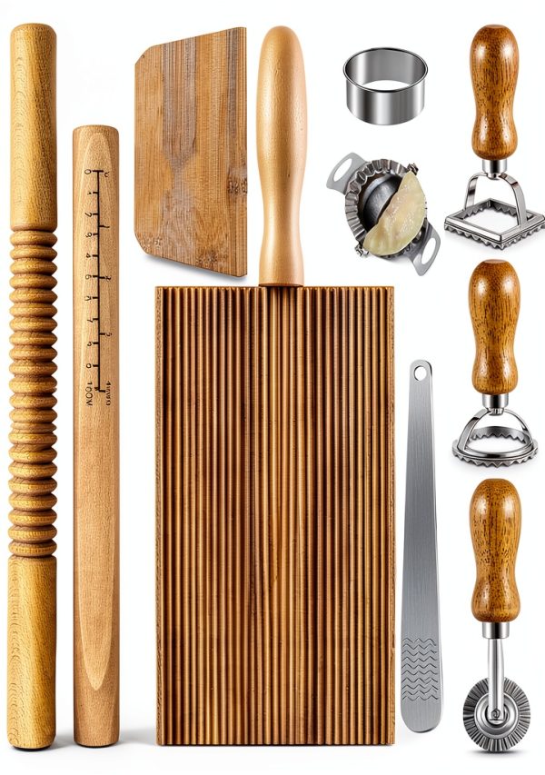 Pasta Making Tools Kit WodGod 10-Piece Set Rolling Pin Dumpling Maker-0