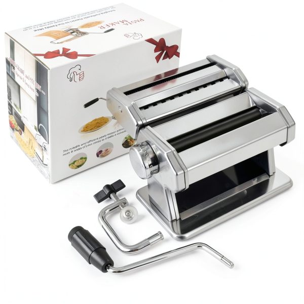 Pasta Maker AceChef 7‑Setting Stainless Steel Roller & Cutter Silver-7