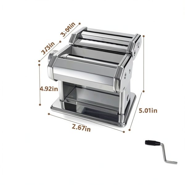 Pasta Maker AceChef 7‑Setting Stainless Steel Roller & Cutter Silver-3
